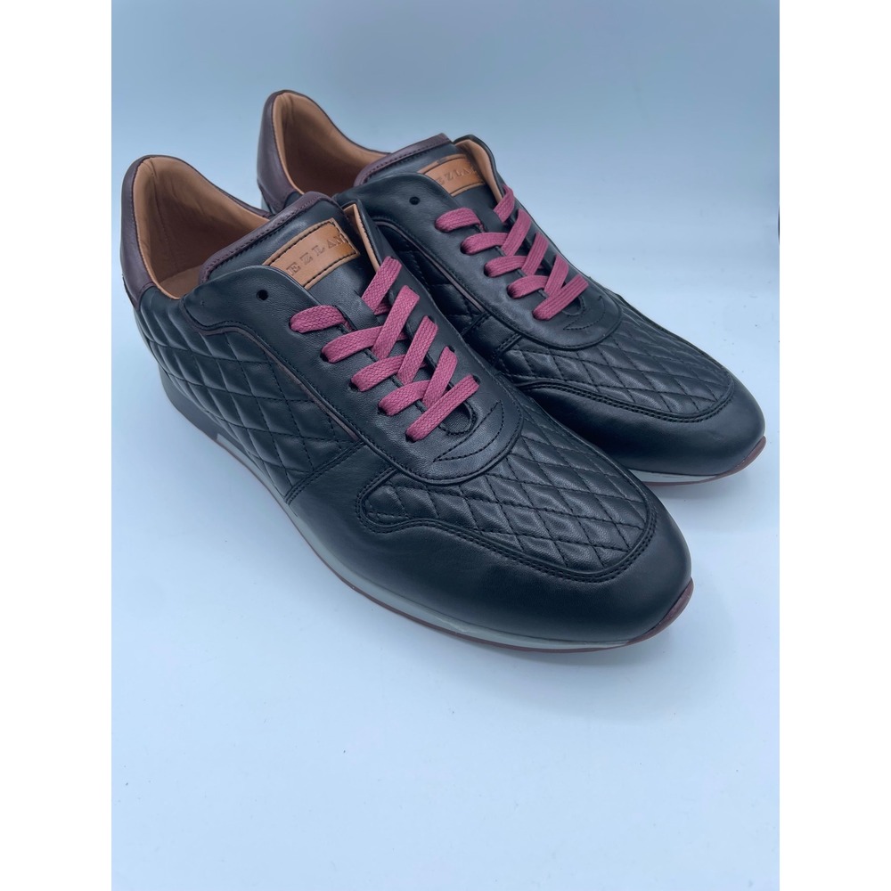 Mezlan Atlantic Mens 9M Black Burgundy Quilted Leather Sneakers 20386 Spain